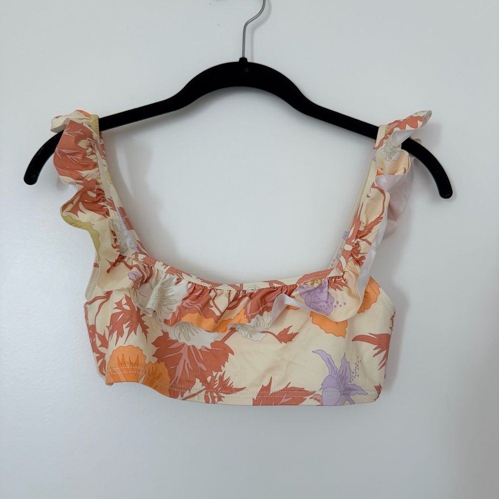 EPHEMERA Floral Ruffle Sleeve Bikini Top